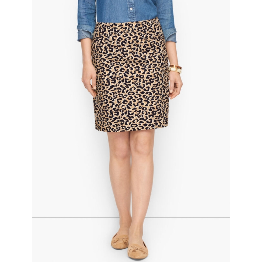 Talbots Cheetah Print A-Line Skirt 10P Canvas Petite Leopard Above Knee - Picture 5 of 14